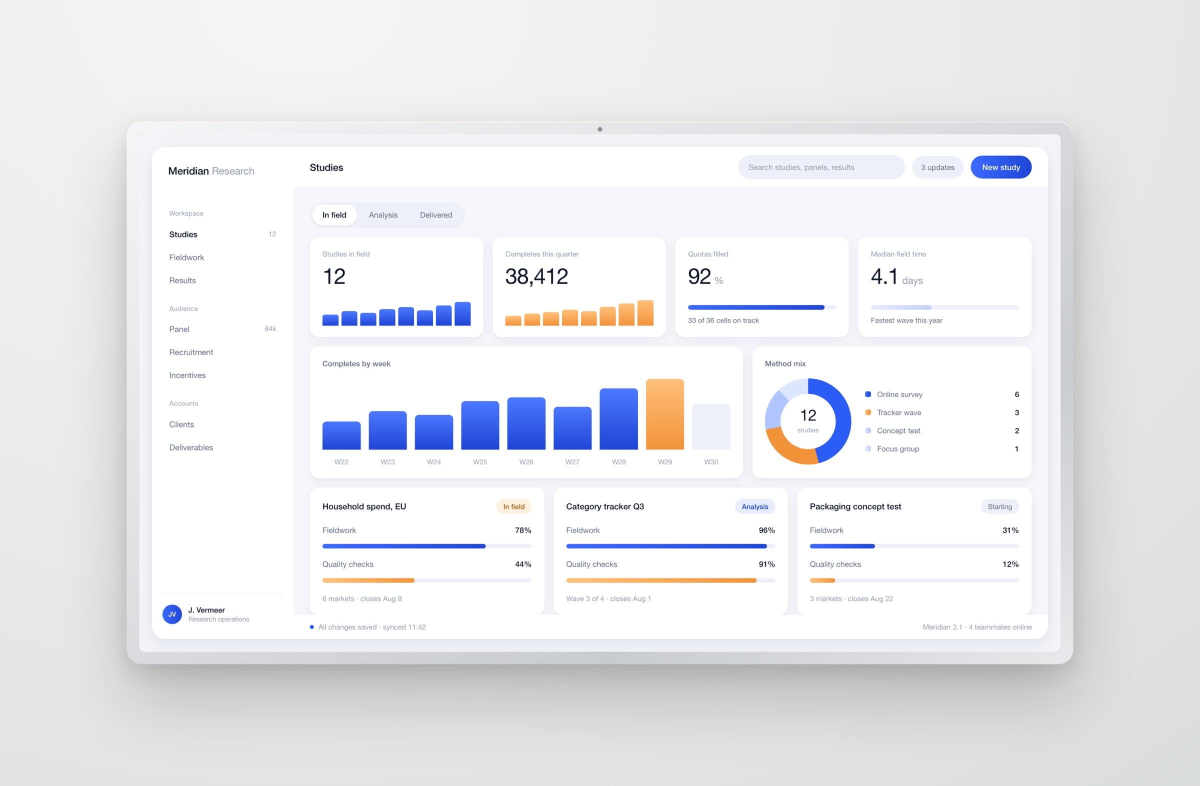 The studies dashboard